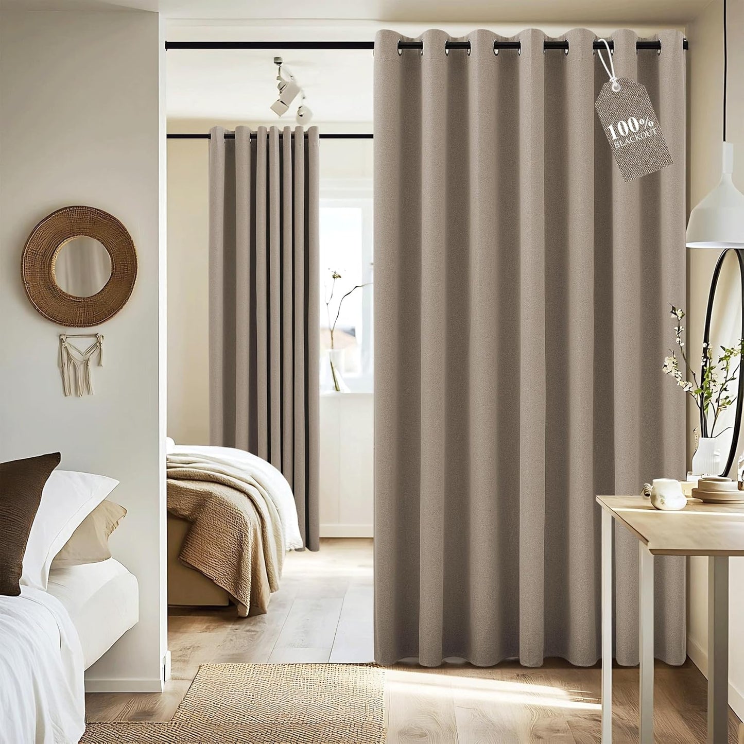 NICETOWN 100% Blackout Sound Reducing Divider Room Curtain
