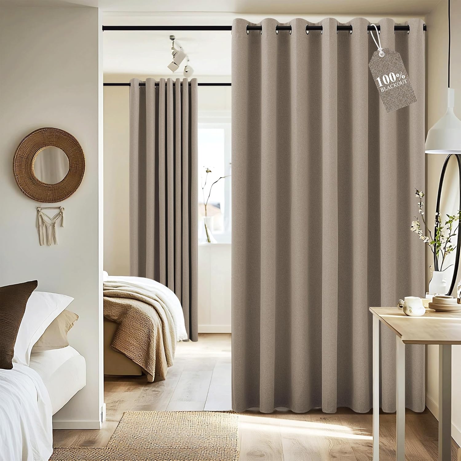 NICETOWN 100% Blackout Sound Reducing Divider Room Curtain