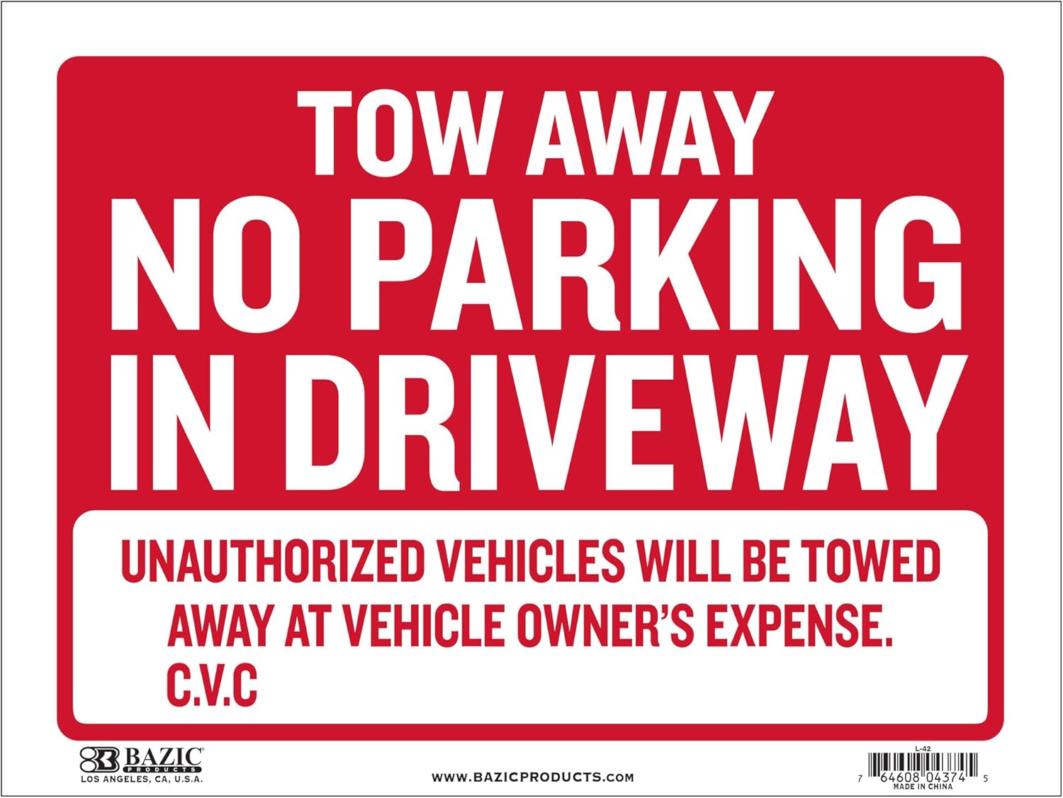 Tow Away Sign 12x16 IN for No Parking Unauthorized Vehicles