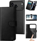 iPhone 17 Pro Max Genuine Leather Wallet Case Black - RFID Safe