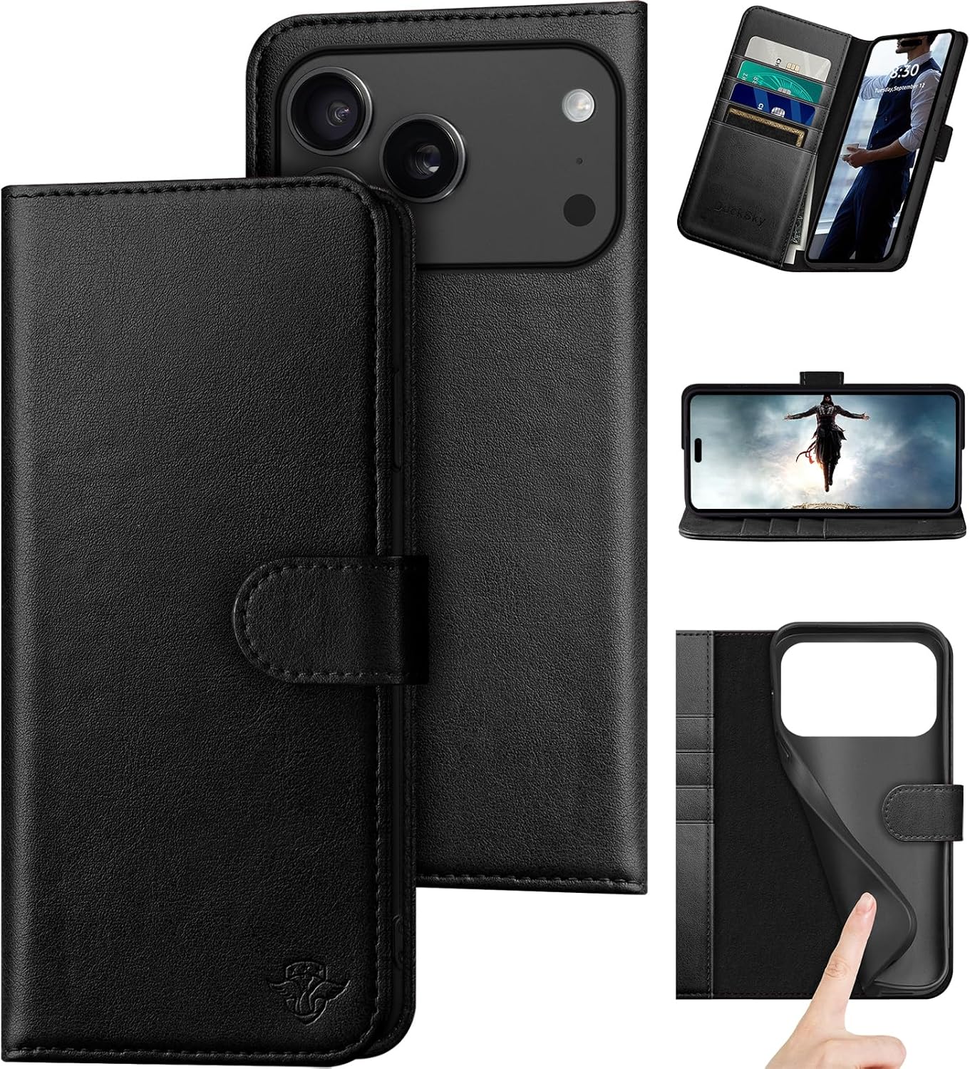Compatible with iPhone 17 Pro Max Genuine Leather Wallet Case