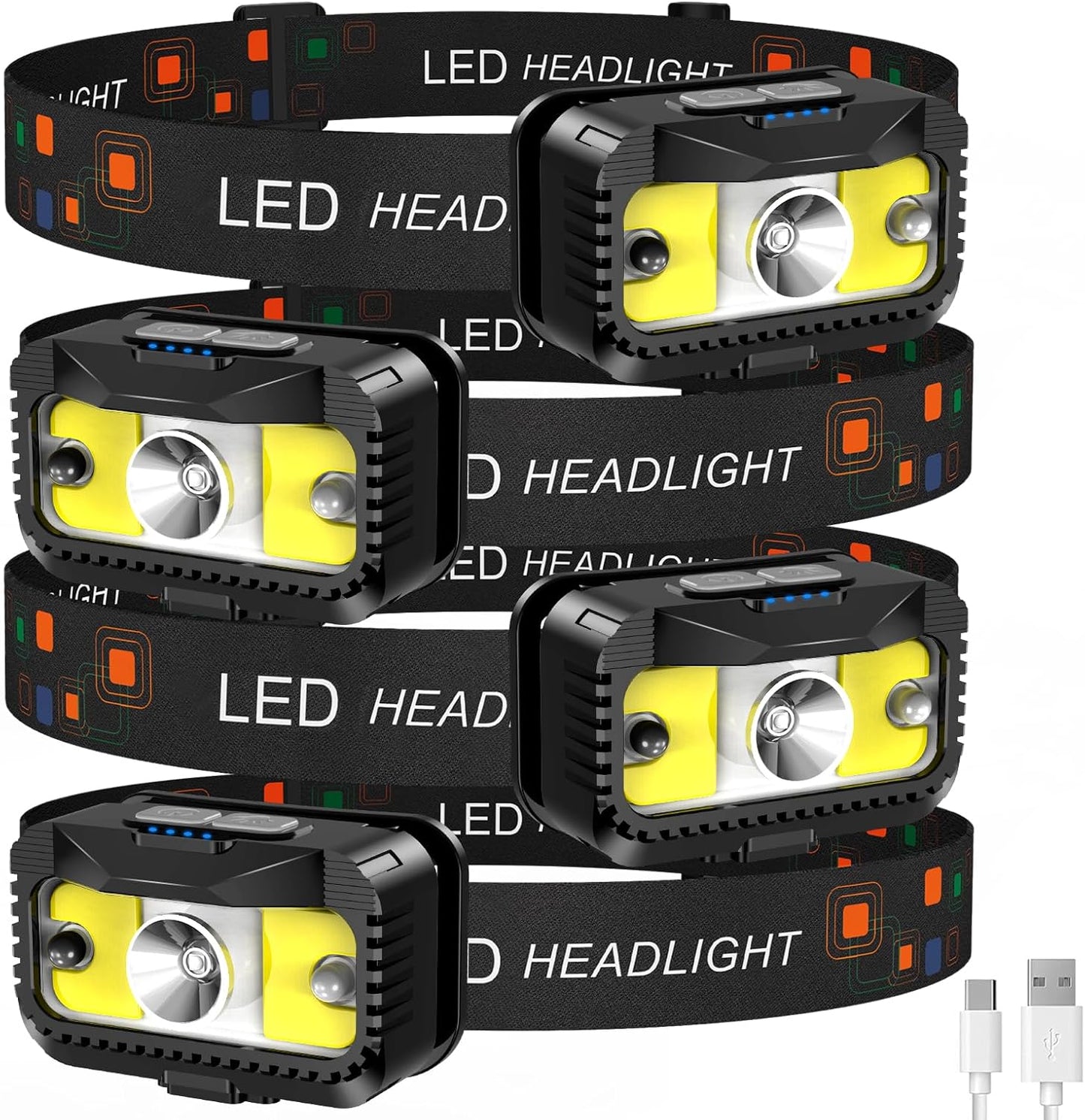 Ultra Bright Rechargeable Headlamp with Motion Sensor Features