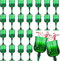 Vintage Plastic Wine Glasses for Parties - 24 Pcs Green Goblets