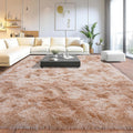 Tie Dye Beige Plush Rug 5x7 ft - Soft Non-Slip Shaggy Area Rug