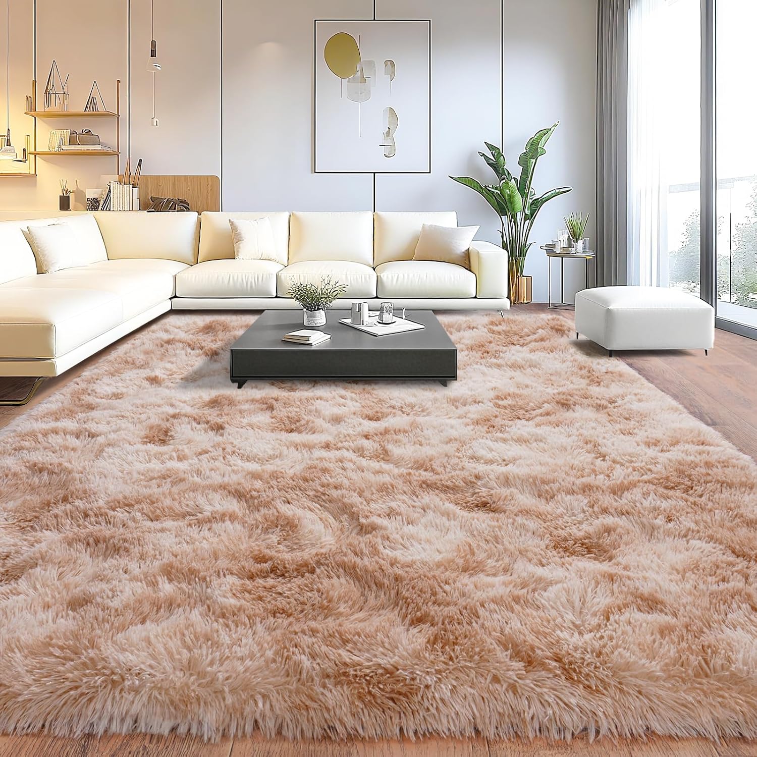 Upgrade Non-Slip Plush Rugs for Living Room, Soft Shaggy Carpets