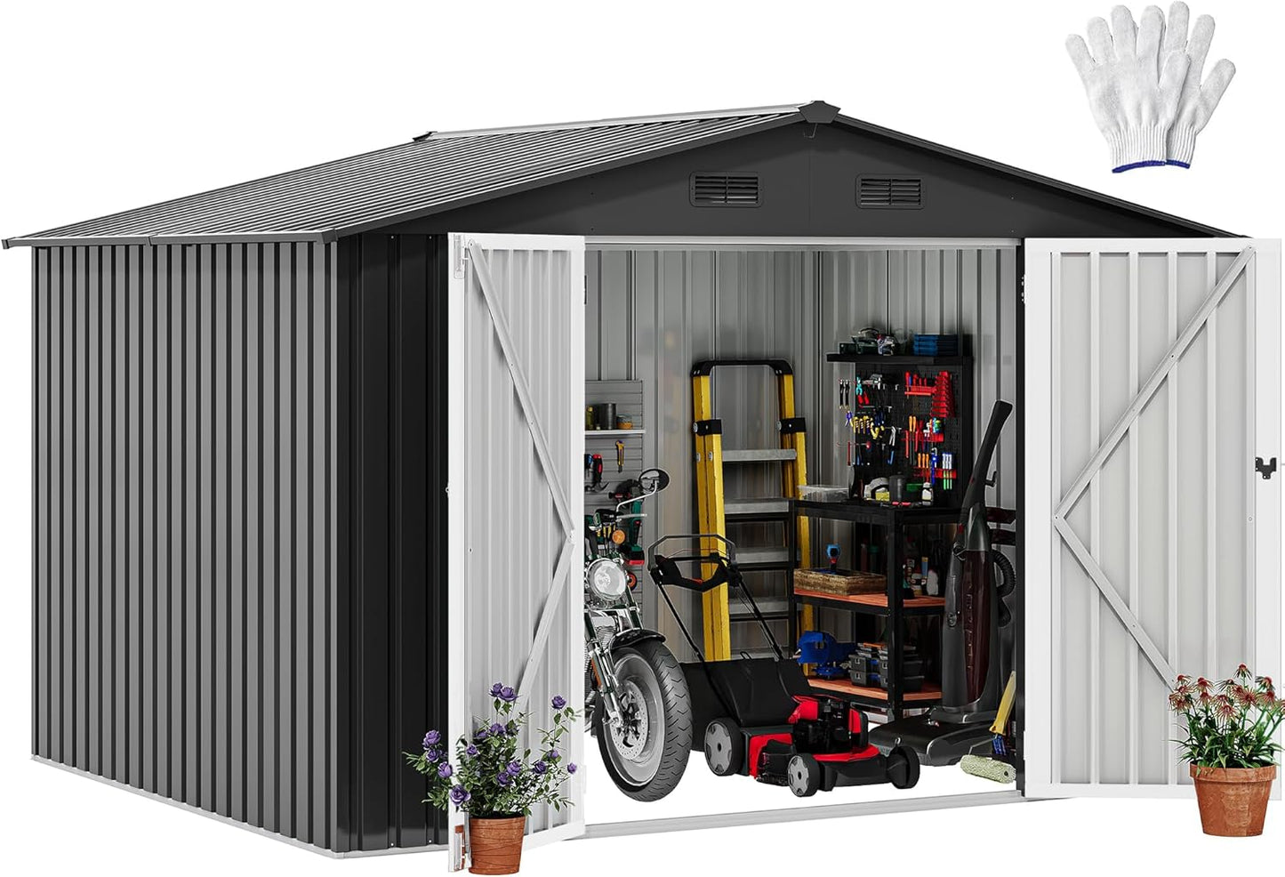 Spacious 10x8FT Outdoor Storage Shed for Garden Equipment