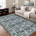 Washable 57 Area Rug for Living Room - Soft Vintage Floral Boho
