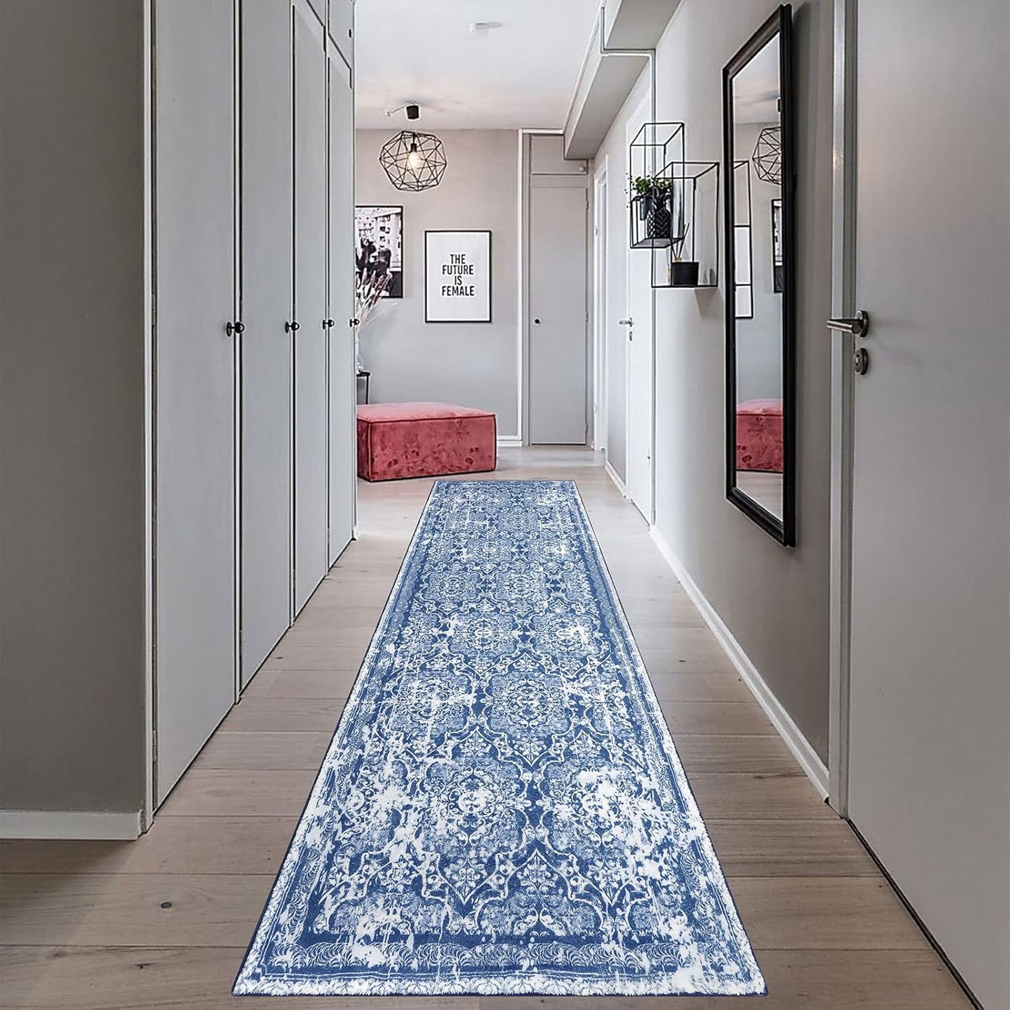 Vaukki Vintage Shaggy Soft Laundry Runner Rug for Entryway