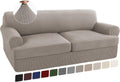 T Cushion Sofa Slipcovers 3 Piece Stretch Fit - Taupe