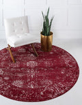 7 ft 1 in Round Burgundy/ Gray Area Rug - Sofia Collection Casino