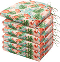 Outdoor Chair Cushions Set of 6, Water Resistant Flamingo Design