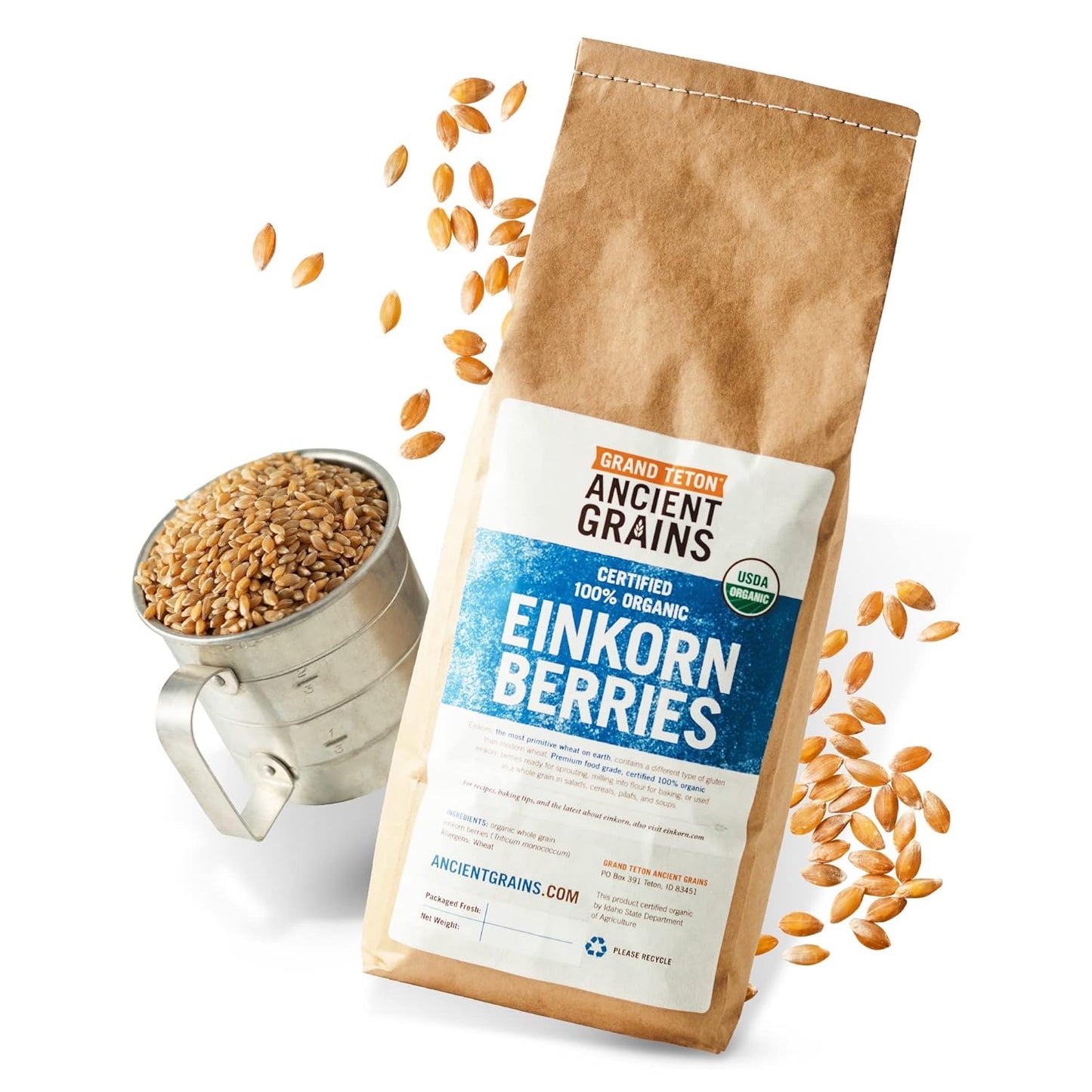 Organic Einkorn Berries for Baking, Pilafs, and Soups - 7.5 lbs