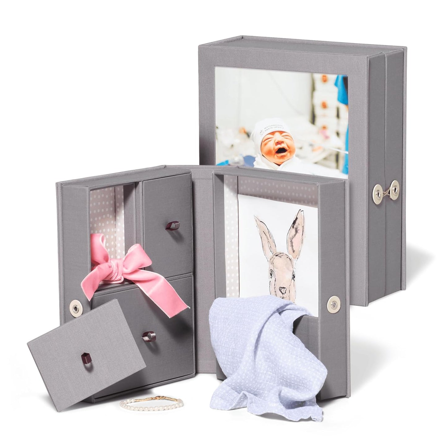Savor Small Baby Story Box Frame and Keepsake Box for Memories