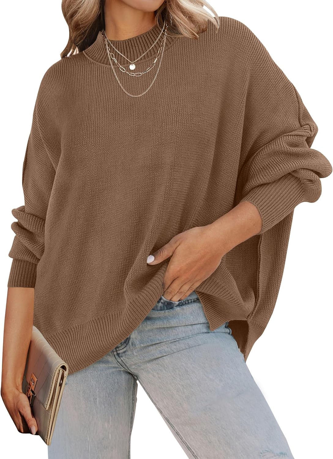 ZESICA Women's Fall Casual Long Sleeve Ribbed Knit Sweater