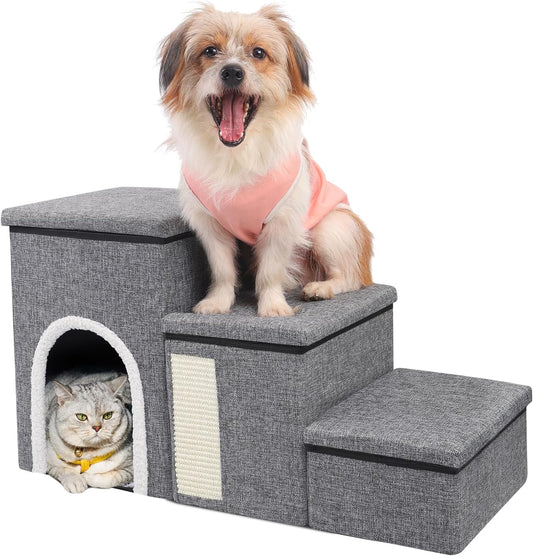 Dog Stairs for High Bed and Couch - 4 IN 1 Foldable Steps
