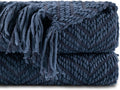 Navy Blue Throw Blanket for Couch 60x80 - Soft Chenille Cozy Throw