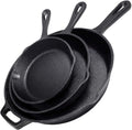 Cast Iron Skillet 3-Piece Set - 12, 10, 8 in Heavy Duty Pans