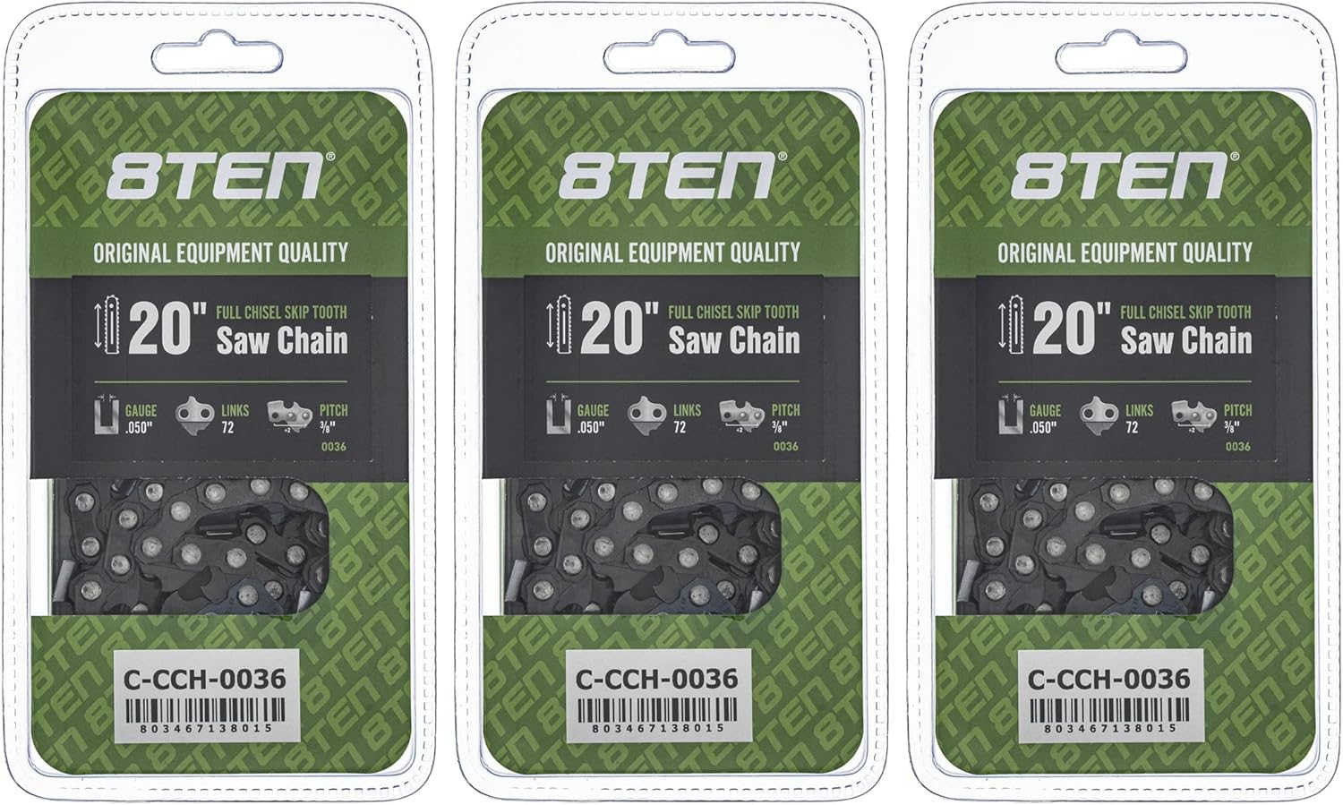 8TEN Full Chisel Skip Tooth Chainsaw Chain 20 Inch for Stihl