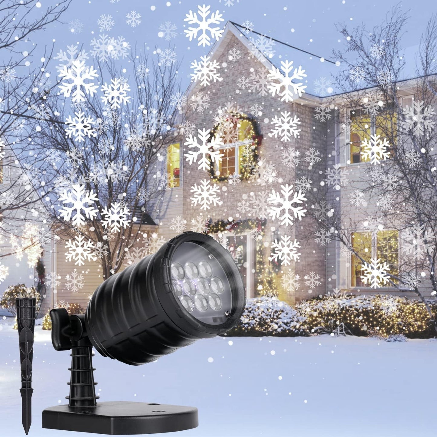 LED Snowflake Projector - Festive Outdoor Holiday Lights