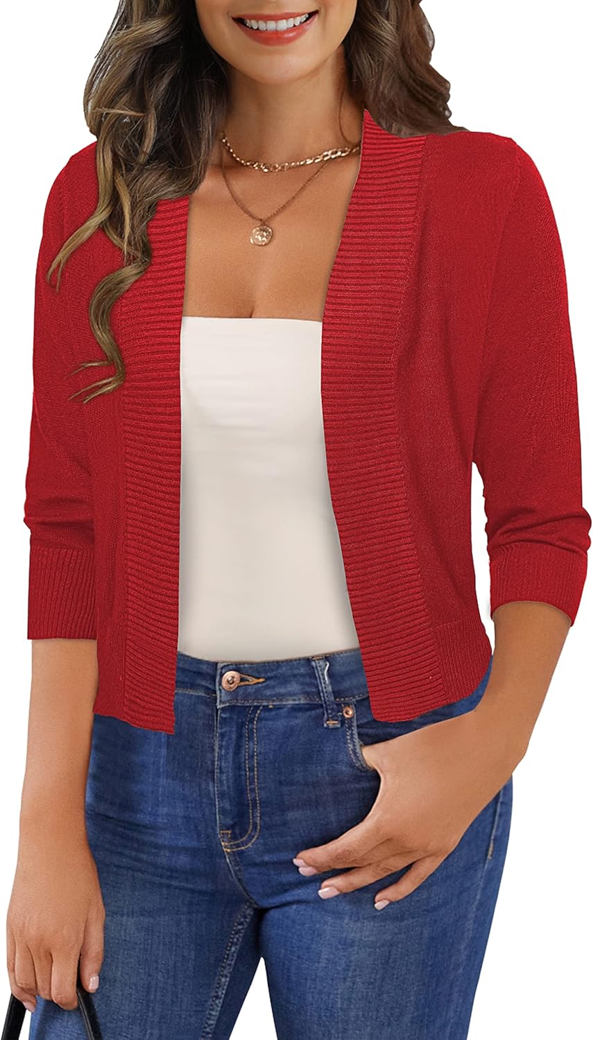 Women's 3/4 Sleeve Cropped Cardigan Sweaters for Every Occasion