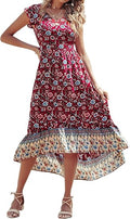 PRETTYGARDEN Women's Summer Maxi Dress - Flowy High Low Boho Midi