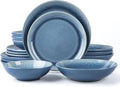 FAIT Round Stoneware 16pc Double Bowl Dinnerware Set for 4 - Reactive