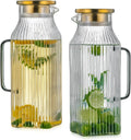 Square Glass Pitcher with Lid and Spout 68 oz - Heat Resistant