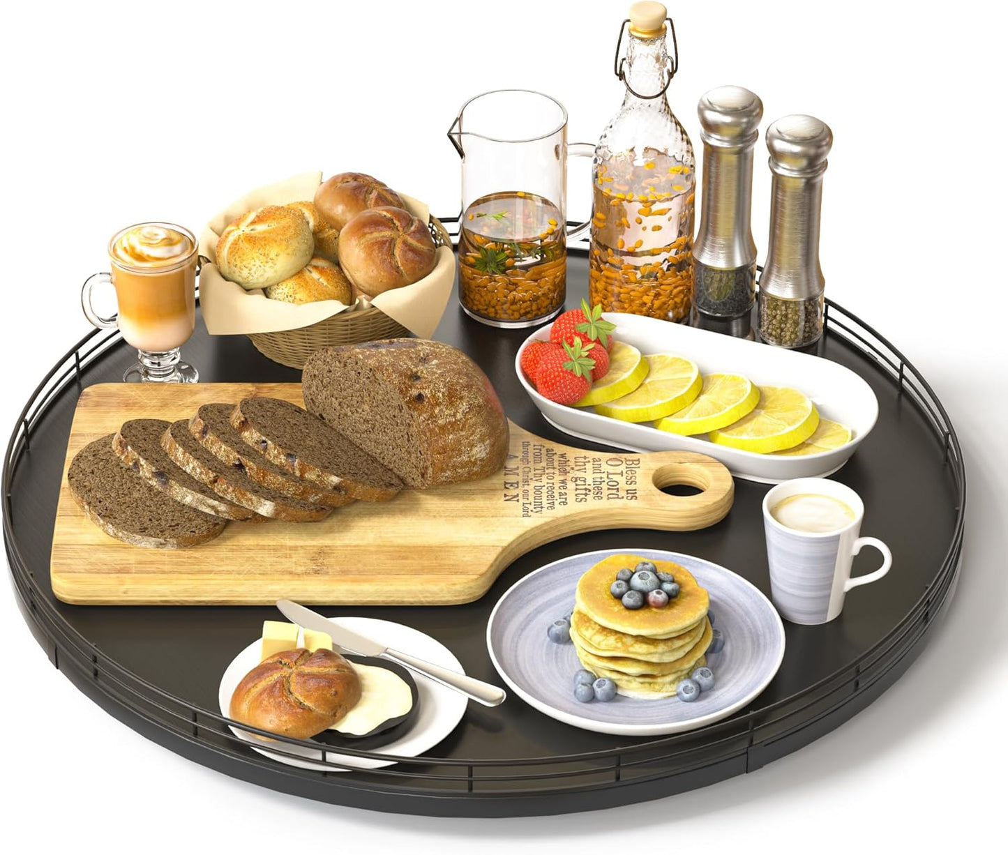 16in Oak Wooden Lazy Susan Turntable for Dining Table Decor
