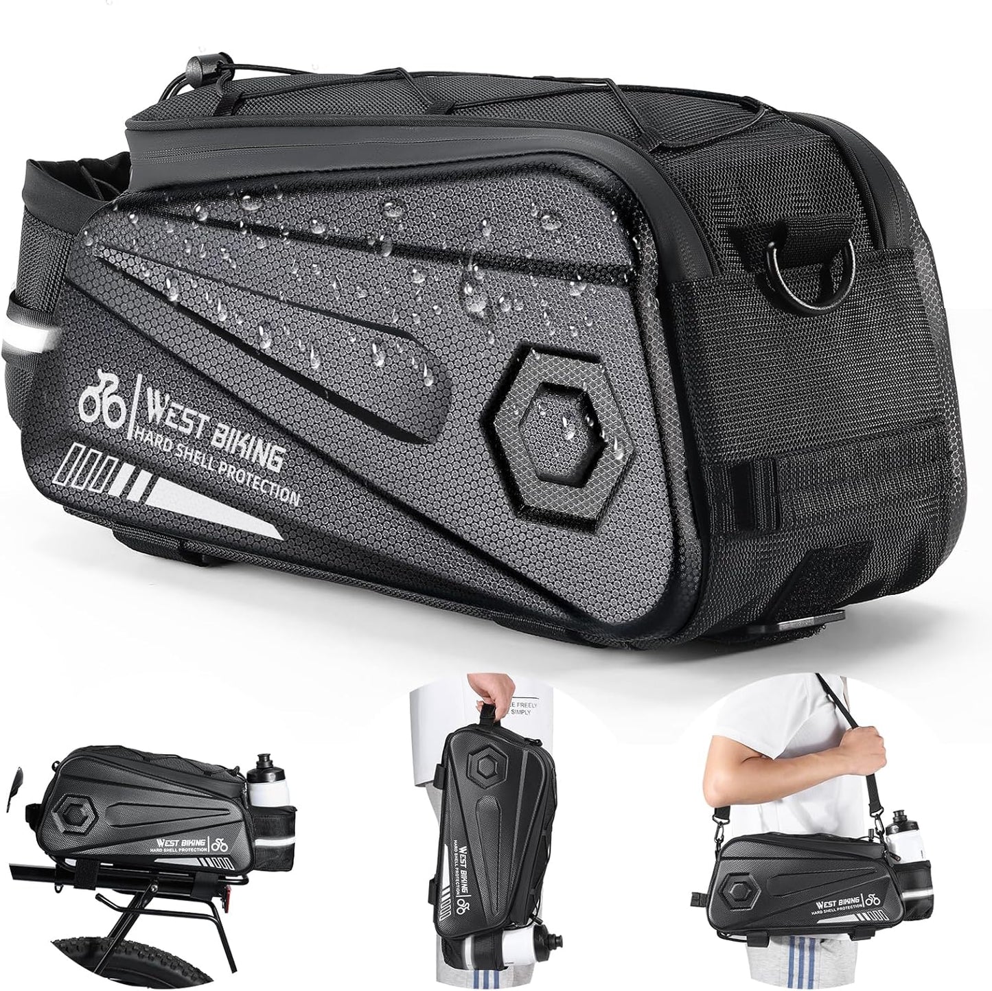 West Biking Bike Rear Seat Bag - Waterproof 8.6L Capacity Pouch