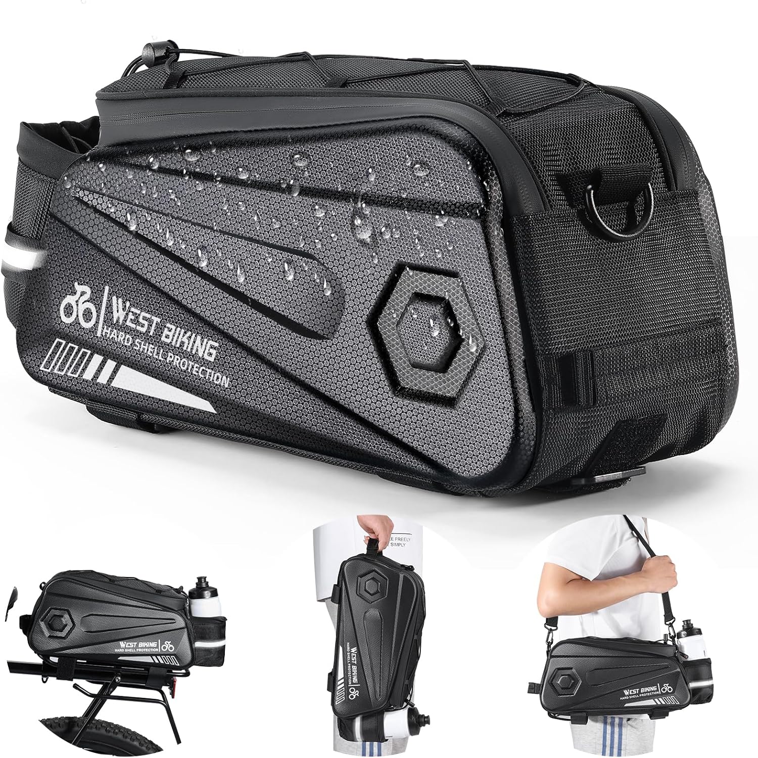 West Biking Bike Rear Seat Bag - Waterproof 8.6L Capacity Pouch