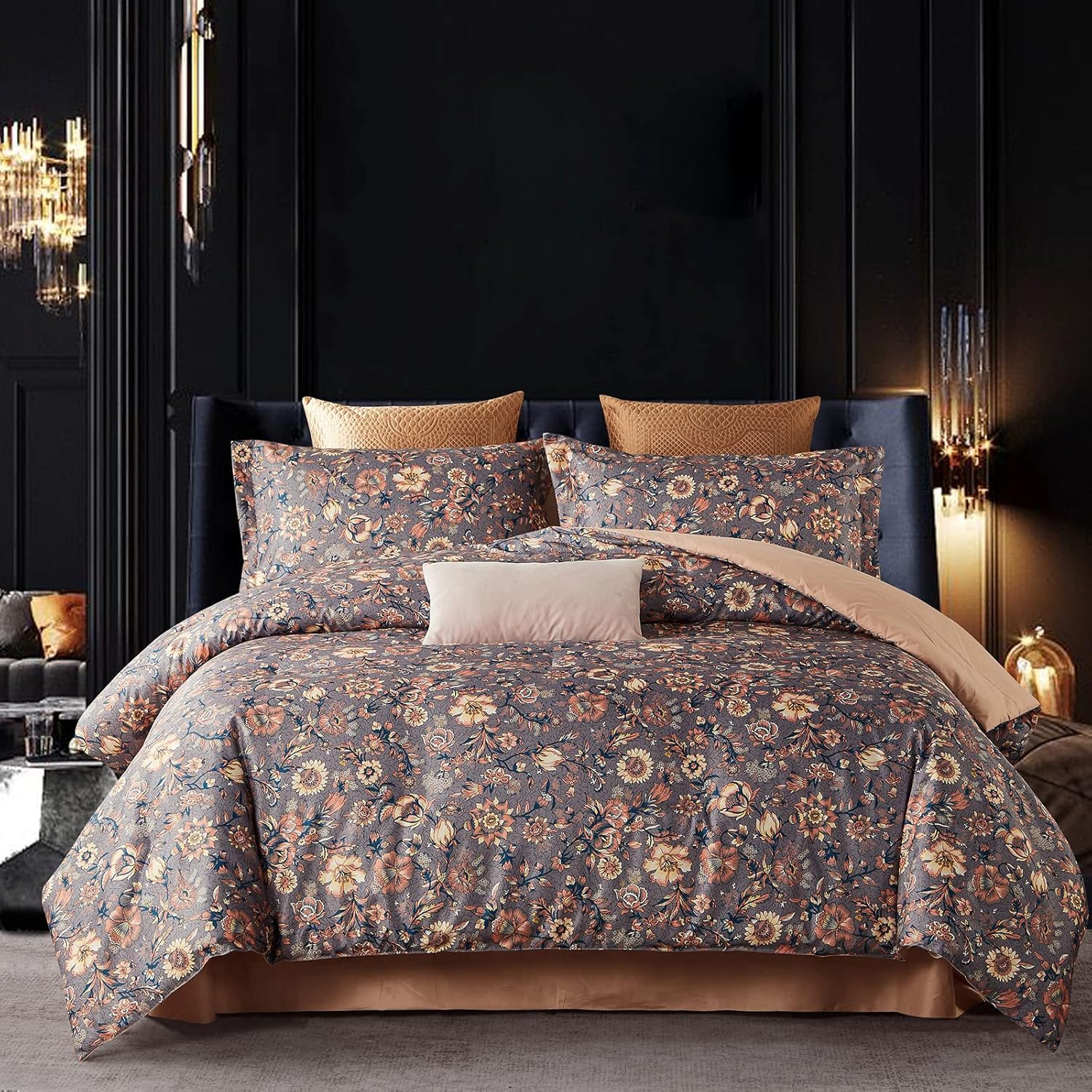 Cupocupa Duvet Cover Queen Size Set - Vintage Boho Floral Design