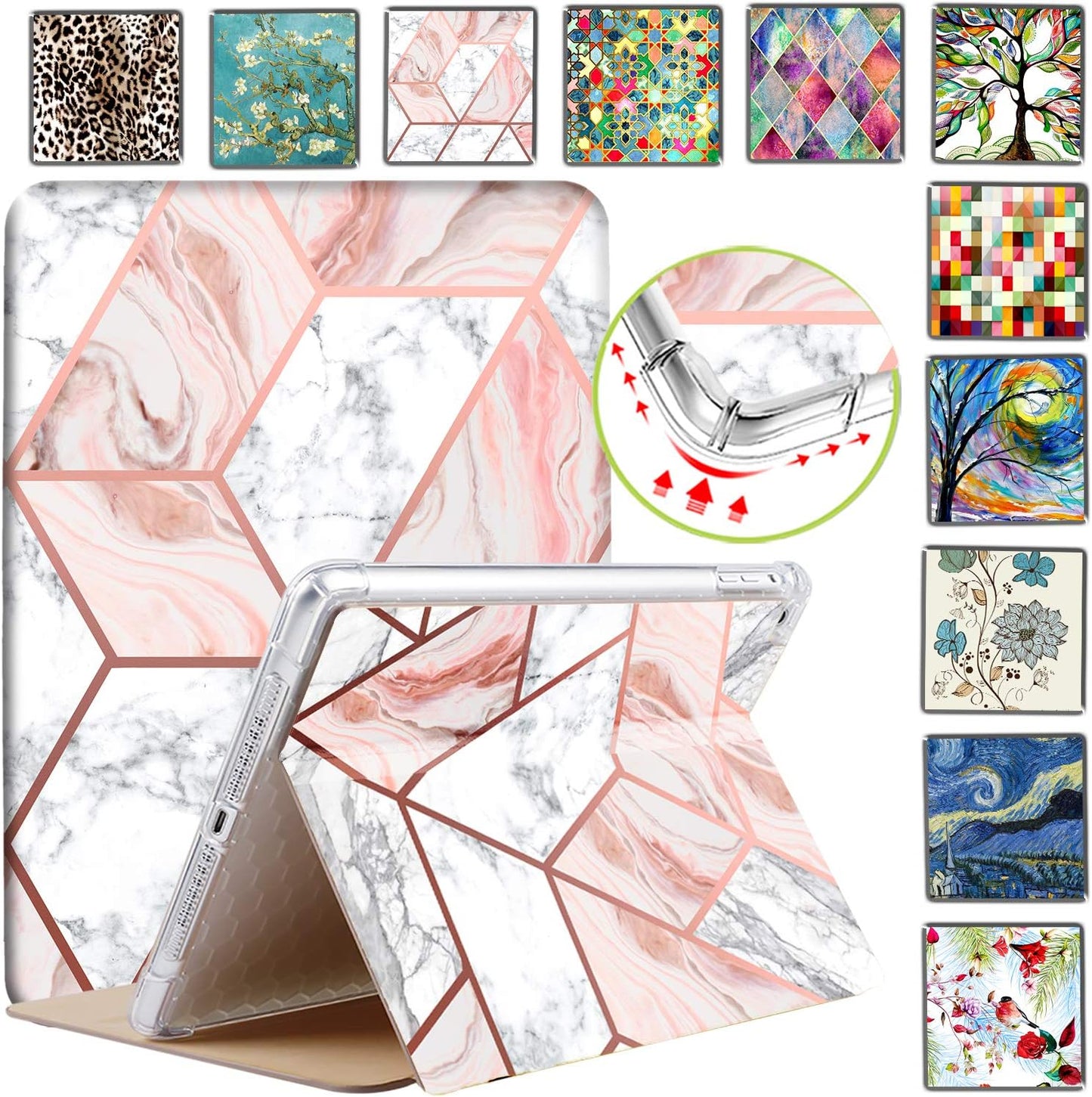 DuraSafe iPad Mini Folio Case - Marble Pink for All Generations