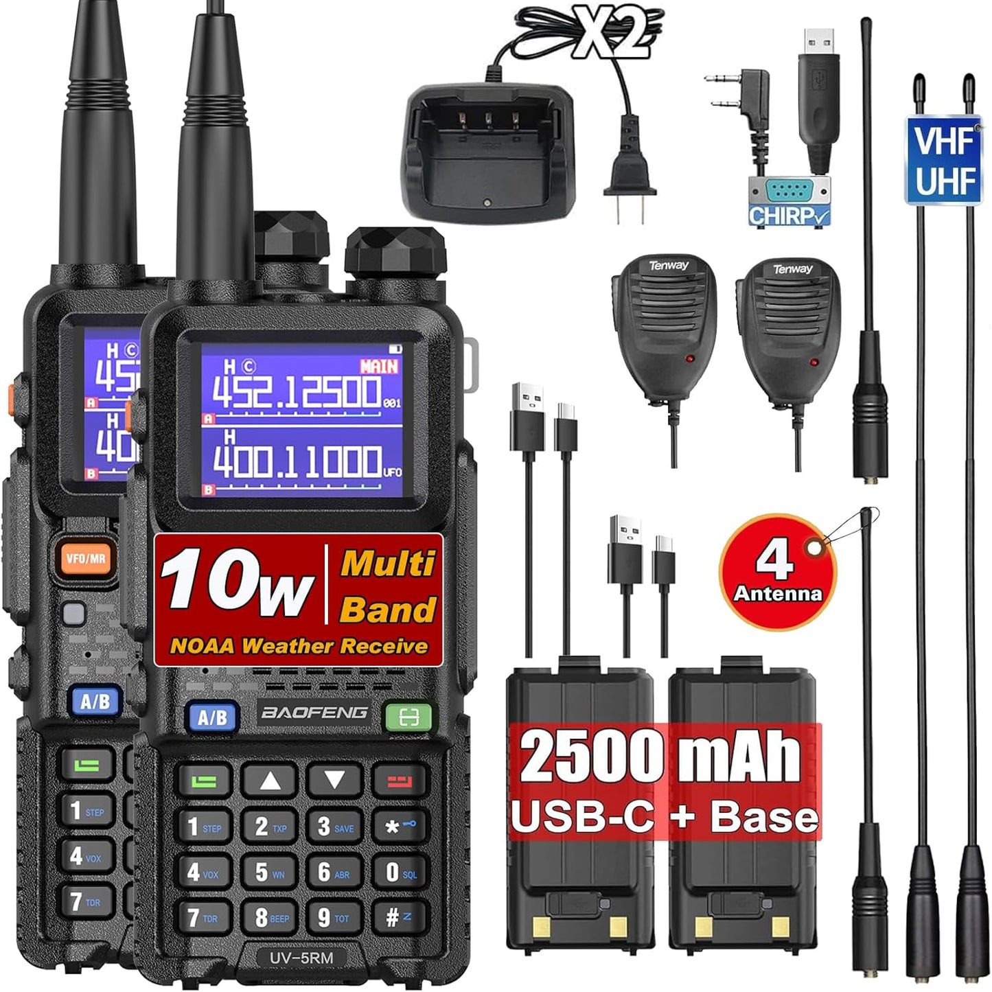 BAOFENG UV-5RM Long Range Ham Radio Walkie Talkie with NOAA