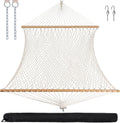 Rope Double Hammock with Hardwood Spreader Bar - Comfortable