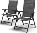 Patio Folding Dining Chairs Set of 2 - Adjustable, Padded Textilene