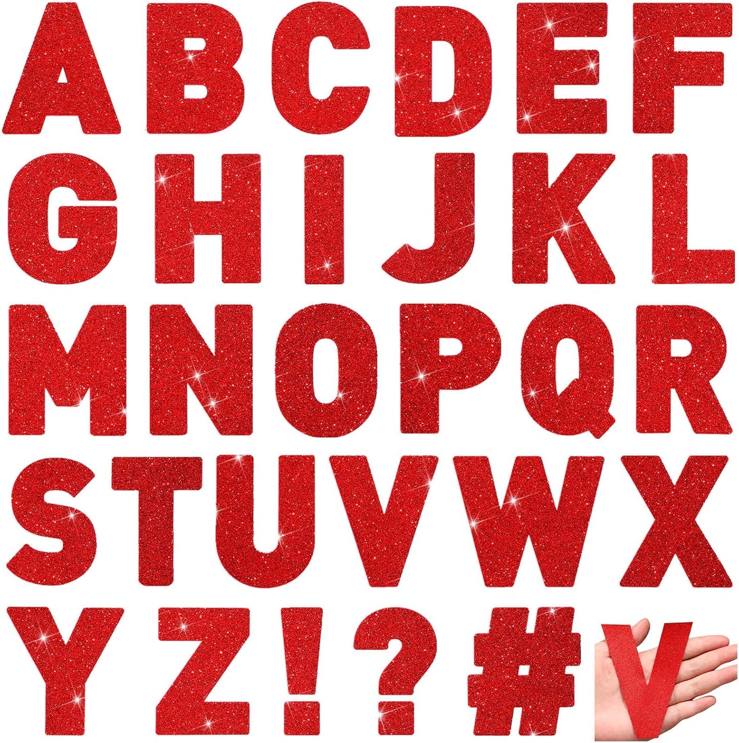 Large Glitter Letter Stickers for Creative Projects and Crafts