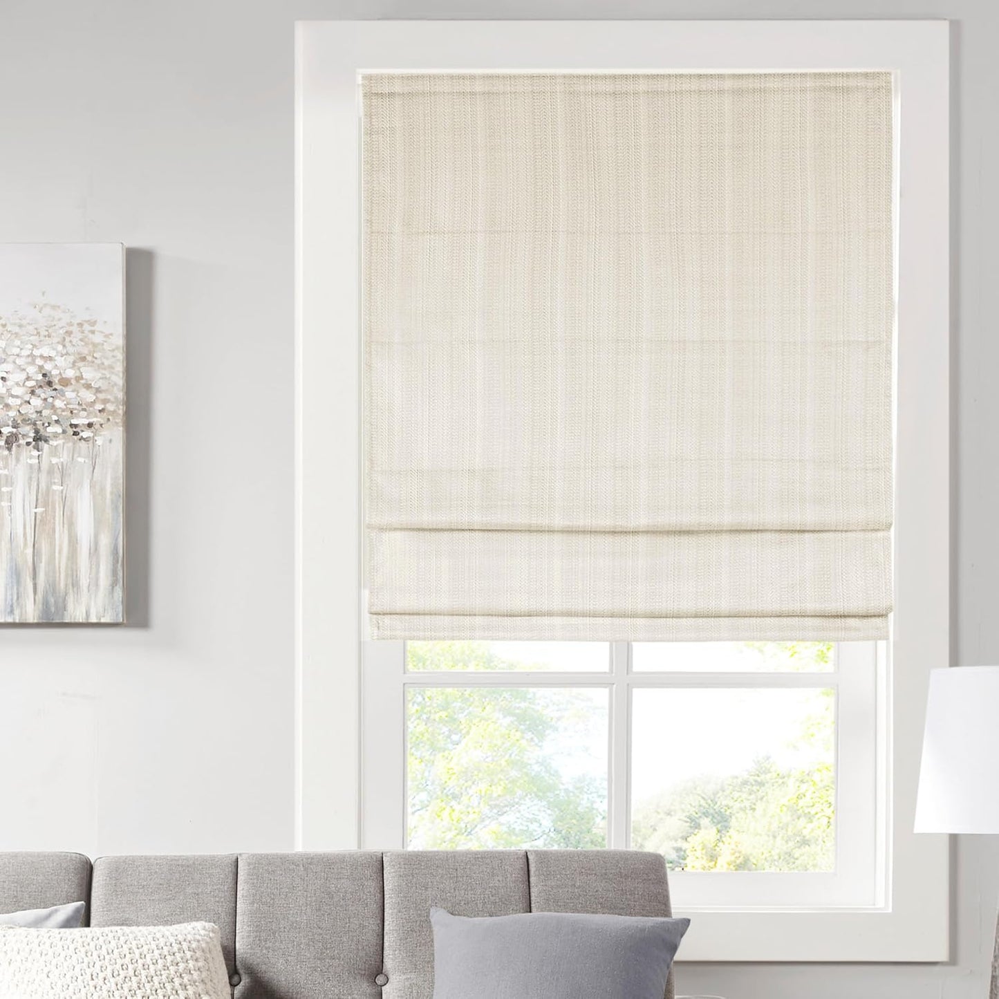 Madison Park Galen Cordless Fabric Privacy Roman Shade 39inW x 64inH