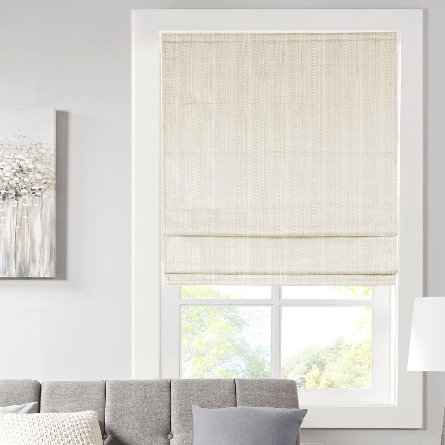 Madison Park Galen Cordless Fabric Privacy Roman Shade 39inW x 64inH