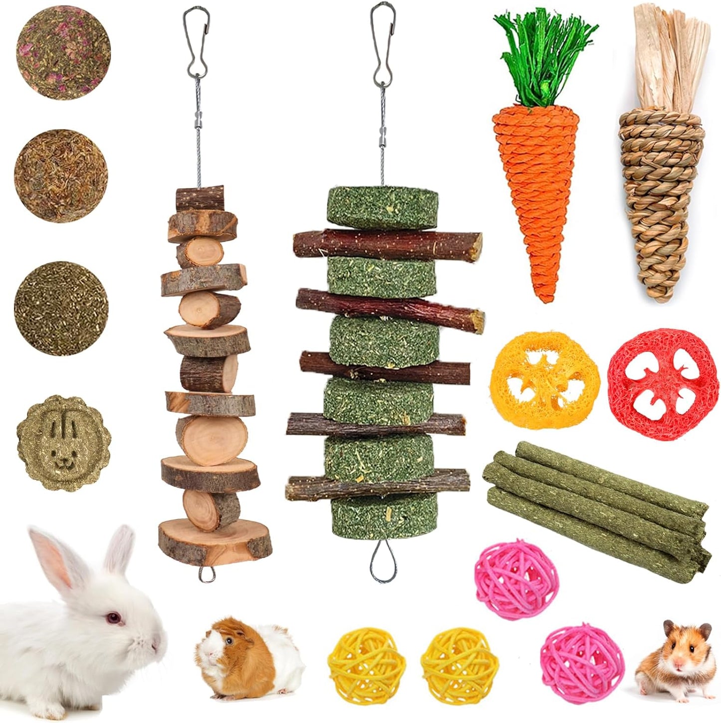 Natural Bunny Chew Toys Set - Promotes Dental Health!