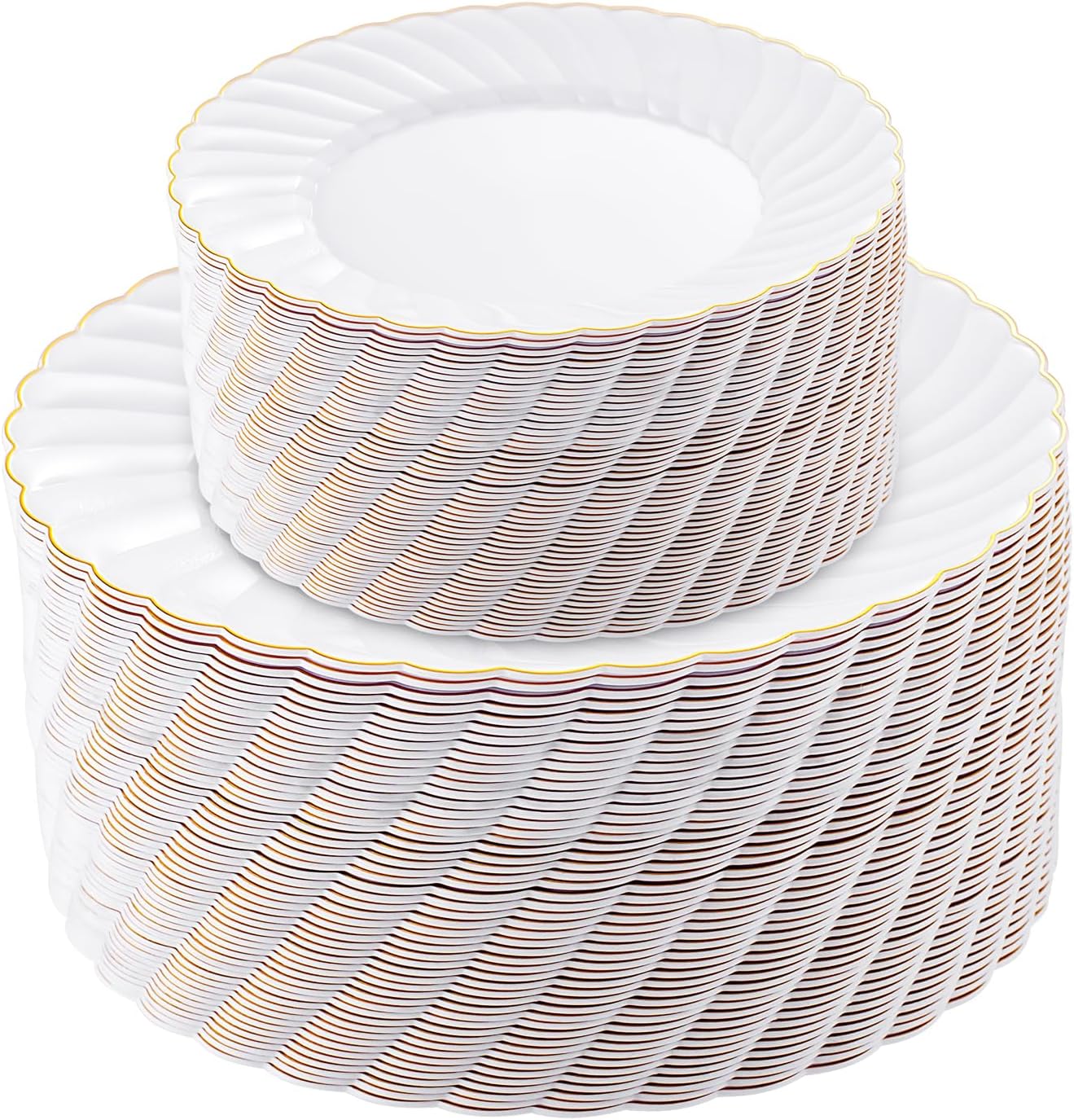 100 Pieces Gold Plastic Plates for Parties and Weddings