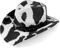 Cow Print Cowboy Hat for Men and Women - Straw Western Cowgirl Hat