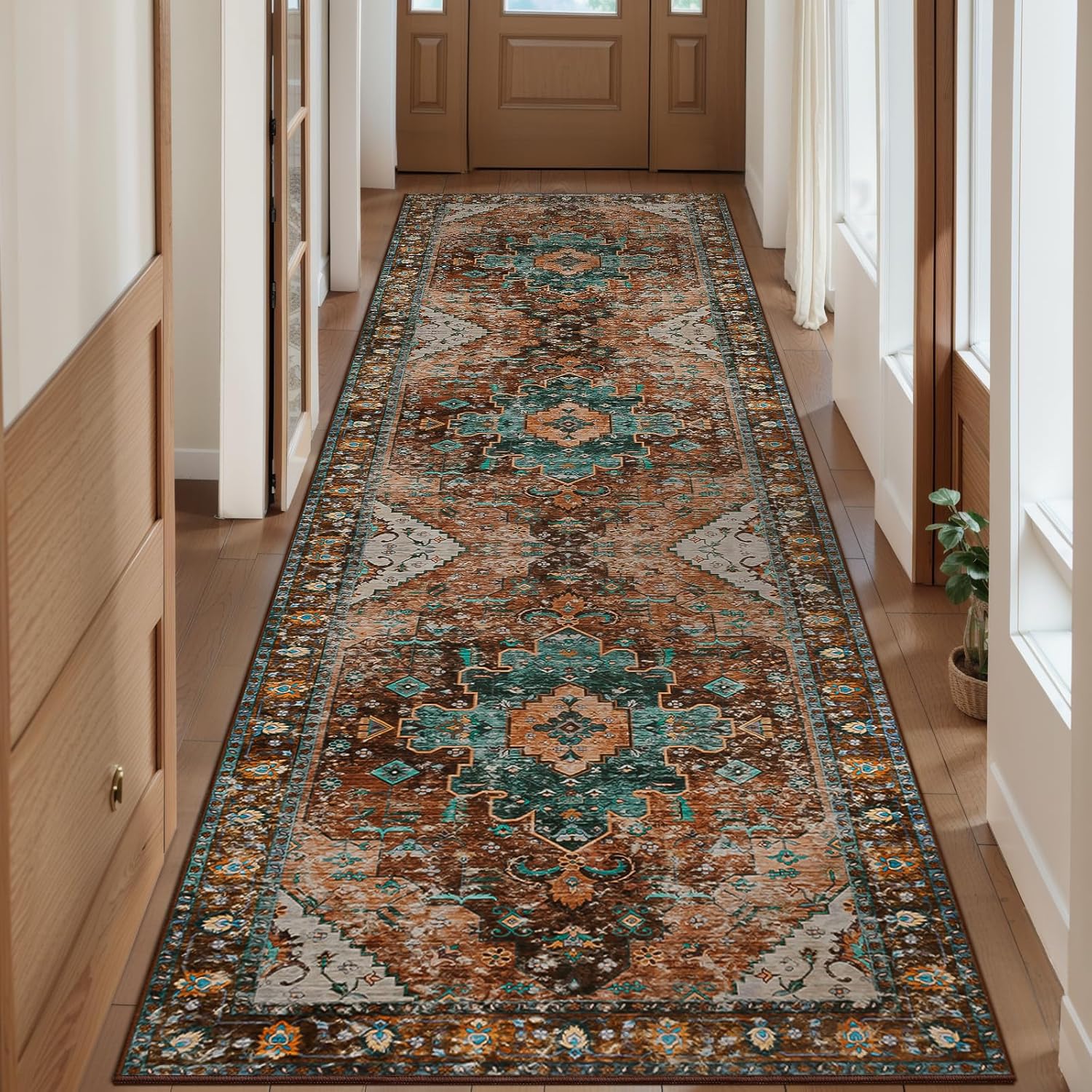 Ciicool Washable Vintage Runner Rug - Soft Non Slip Carpet