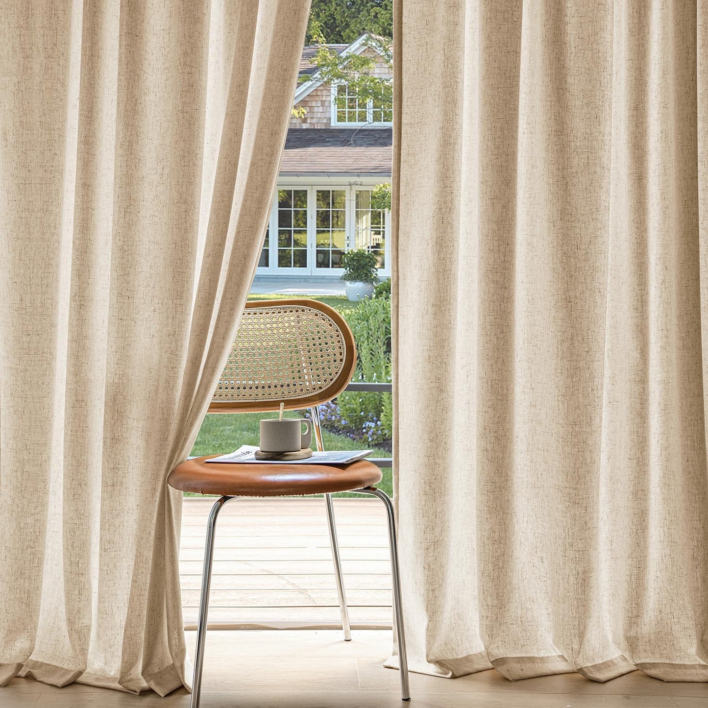MIULEE Non-See-Through Privacy Linen Curtains for Home Decor