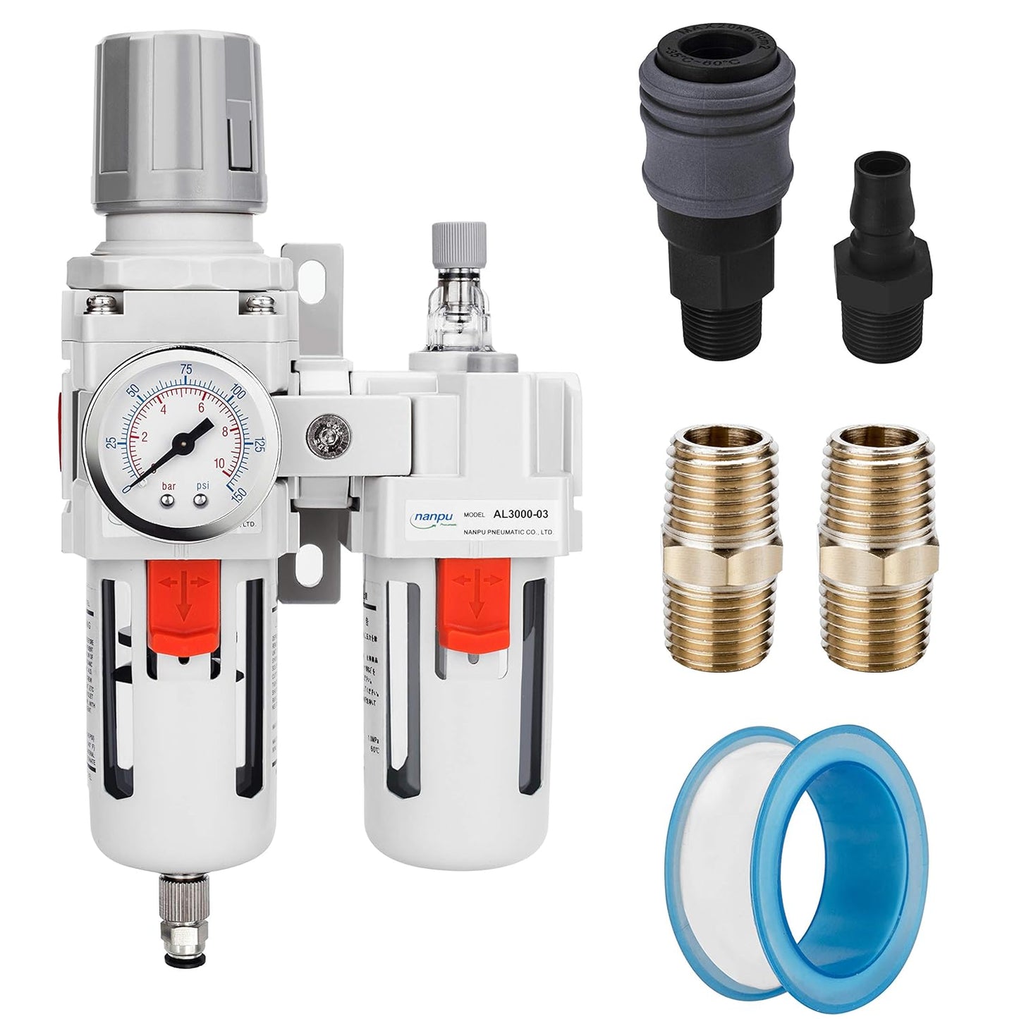NANPU 3-in-1 Air Filter Regulator - Clean, Regulate, Lubricate for Maximum Efficiency