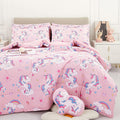 Full Unicorn Comforter Set for Girls - 8PC Pink Bed in a Bag