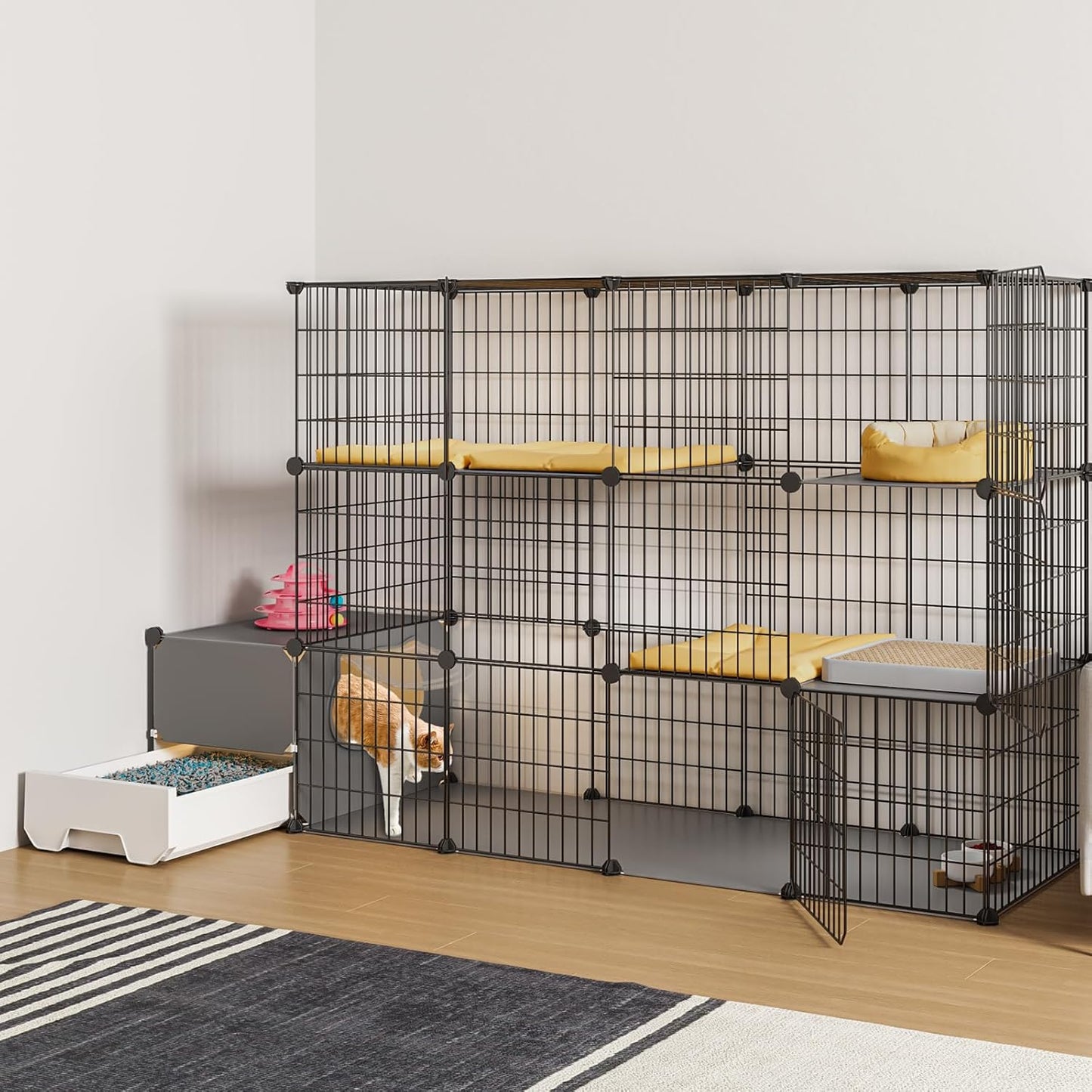 Oneluck Cat Cage with Litter Box for 1-2 Cats, Large Playpen