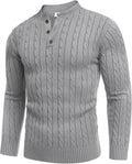 Men Casual Knit Henley Sweater Quarter Button Slim Fit - Warm Layer