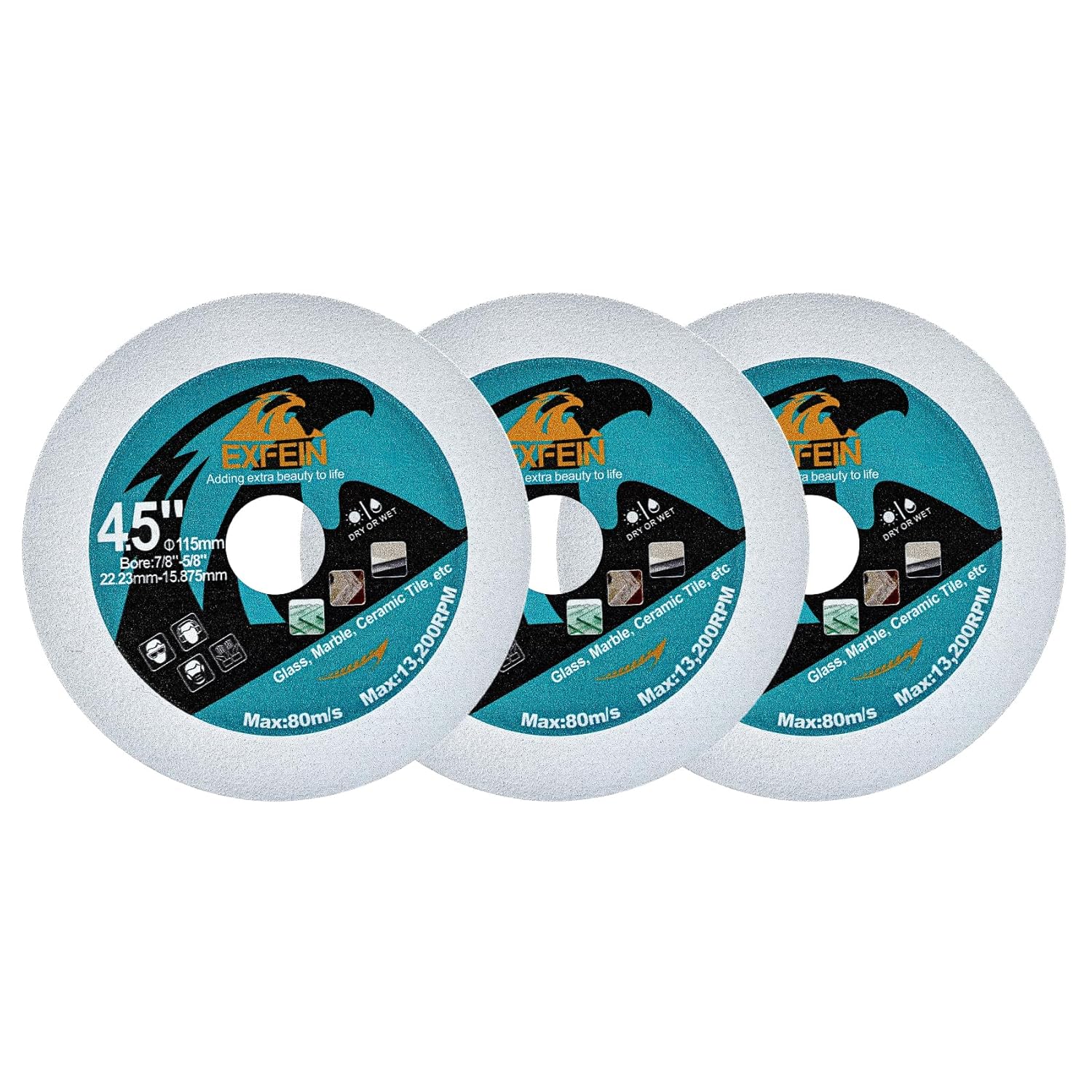 EXFEIN 115mm Diamond Glass Cutting Disc Set - Precision Cuts!