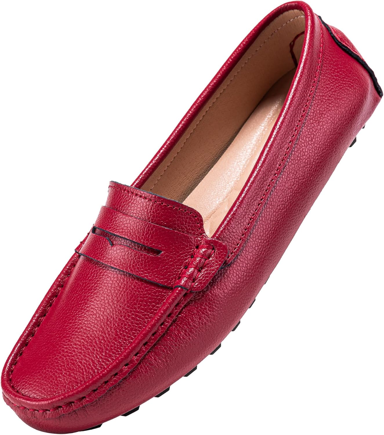 BEAUSEEN Women's Genuine Leather Penny Loafers for Comfort
