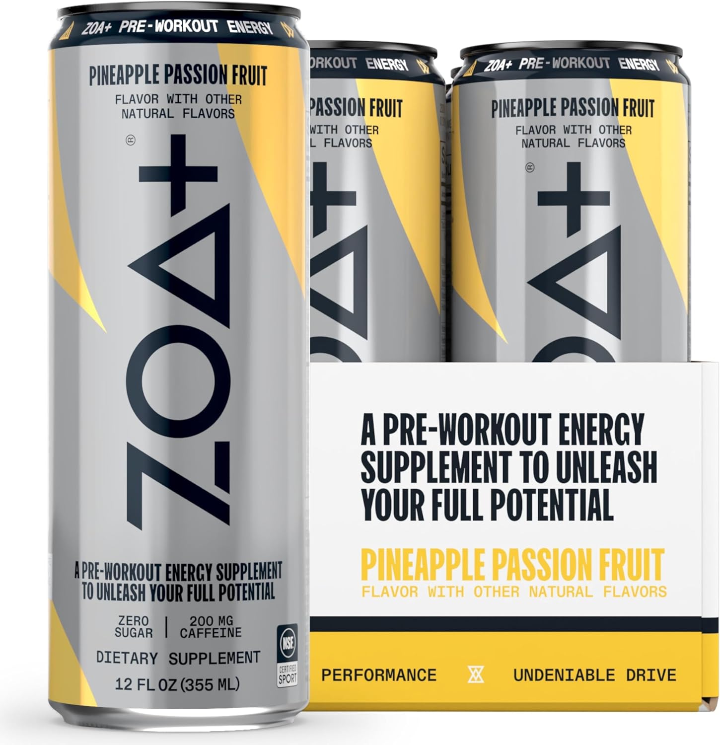 ZOA+ Pre-Workout Energy Drink with Zero Sugar and Electrolytes